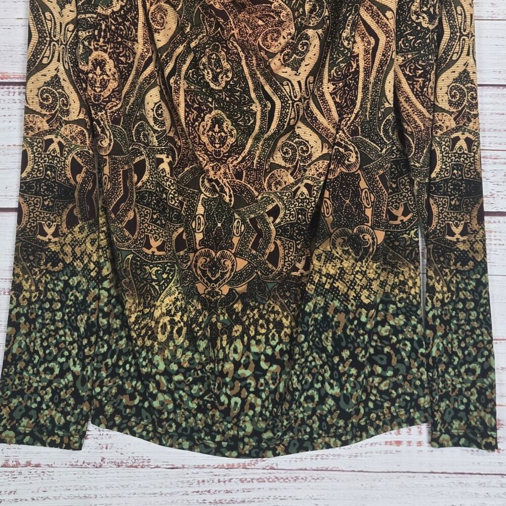 JNY Silky Drape Neck Blouse XL Whimsy Stretch Forest Fairy Casual Office NWT - Picture 5 of 10
